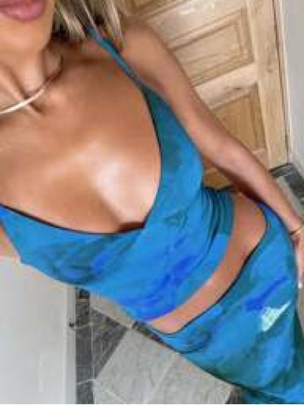 NWOT Blue Slip 2-Piece Set with Subtle Print